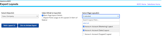 Click to Initiate Export Page Layout