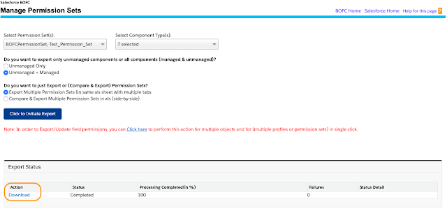 download your Permission Sets export in xls