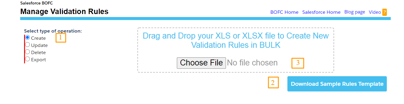 Type of Operation as Create validation rules