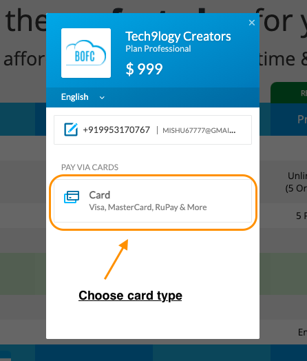 Pay using Card
