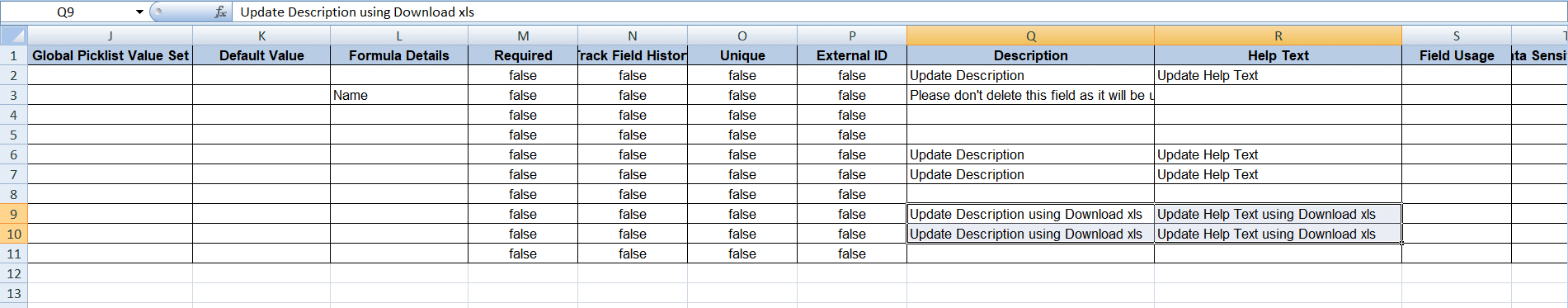Update Field Descriptions 10th