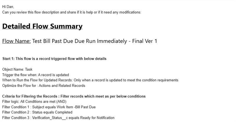 Detailed summary flow