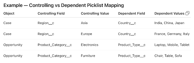 Controlling vs Dependent Picklist Mapping