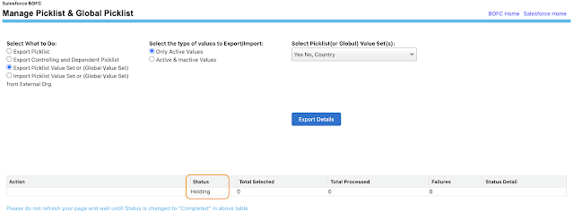 Export Status for value sets