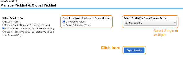 picklist values to export