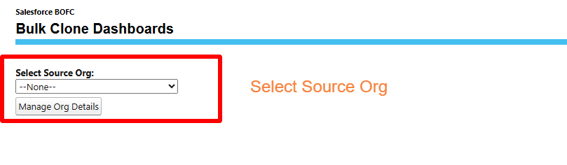 Select the Source Org