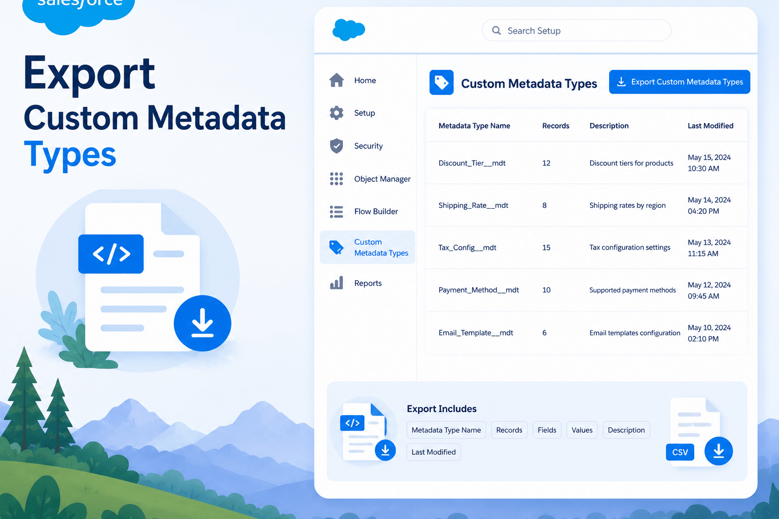 Export Custom Metadata Types