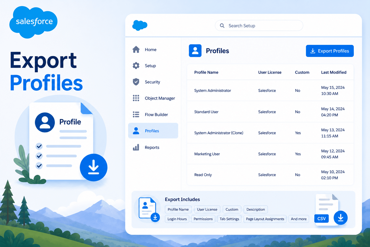 Export Profiles in Salesforce