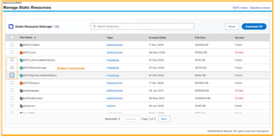 Select single or multiple resources