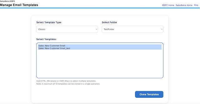Select single or multiple templates (C)