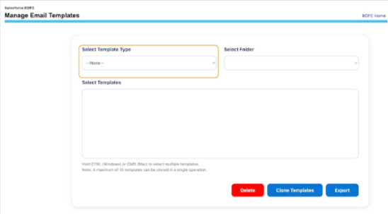 Select type of template