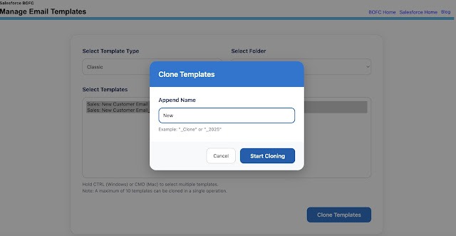 click clone templete button