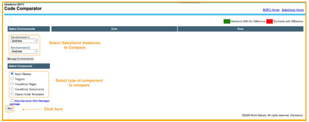 select the environments and type of component