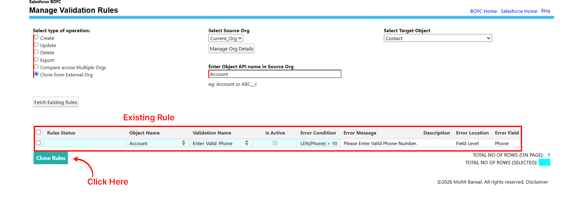 Enter the Object API Name and Fetch Rules