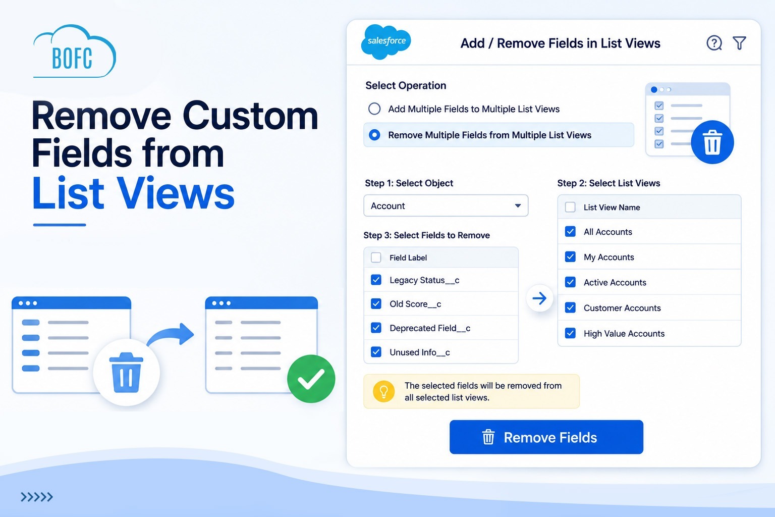 Remove Custom Fields from List Views in Salesforce
