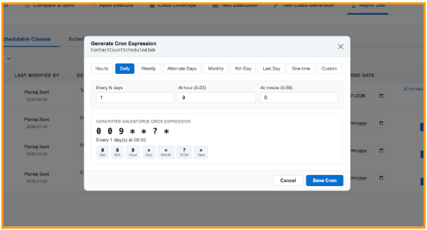 Async Manager generate cron