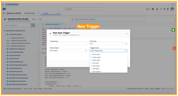 Guided Trigger Creation — Object and Events Pre-Defined